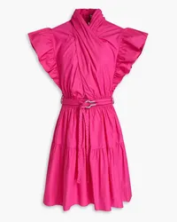 Derek Lam Finn belted ruffled cotton-poplin mini dress - Pink Pink