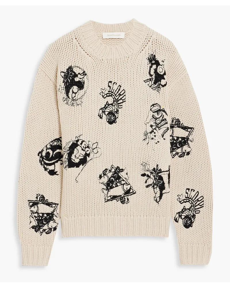 Zimmermann Embroidered merino wool sweater - Black Black