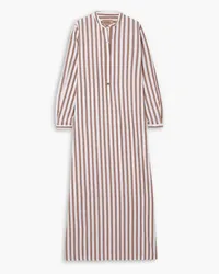 Fortela Valery striped embellished cotton-voile maxi dress - Brown Brown