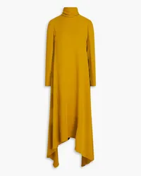 Valentino Garavani Asymmetric silk-cady midi turtleneck dress - Yellow Yellow