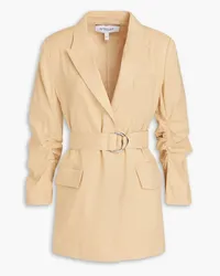 Derek Lam Harrison belted ruched linen-blend blazer - Neutral Neutral