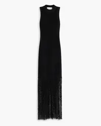 3.1 phillip lim Fringed cotton-blend maxi dress - Black Black