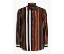 Striped silk crepe de chine shirt - Brown