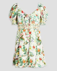 Alice + Olivia Alice Olivia - Kristie smocked floral-print broderie anglaise mini dress - Green Green