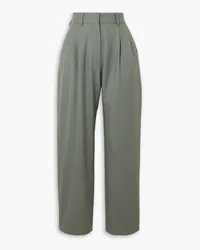 Blazé Milano Fox pleated herringbone wool tapered pants - Green Green