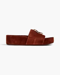 Tory Burch Patos appliquéd suede slides - Brown Brown