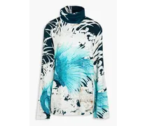 Ranide floral-print stretch-cotton jersey turtleneck top - Blue