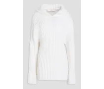 Louya ribbed cotton-blend hoodie - White
