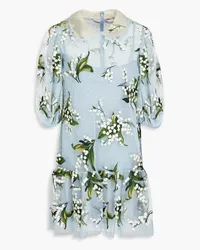 RED Valentino Printed point d'esprit mini dress - Blue Blue