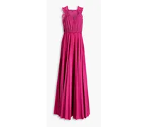 Gathered cotton-blend poplin gown - Purple