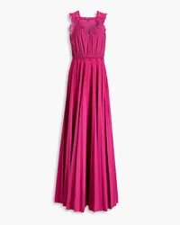 Alberta Ferretti Gathered cotton-blend poplin gown - Purple Purple