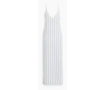 Striped linen-blend gauze maxi dress - Blue