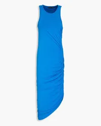 Veronica Beard Asymmetric ruched jersey midi dress - Blue Blue