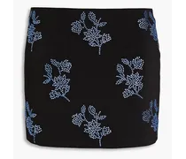 Crystal-embellished floral-print jersey mini skirt - Blue
