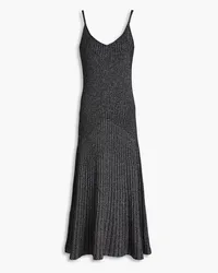 N.Peal Ribbed metallic cashmere-blend midi dress - Black Black