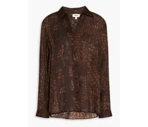 Printed silk crepe de chine shirt - Brown
