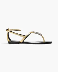 Giuseppe Zanotti Crystal-embellished metallic leather sandals - Metallic Metallic