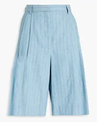 Day Birger et Mikkelsen Gordon pleated pinstriped linen-blend twill shorts - Blue Blue