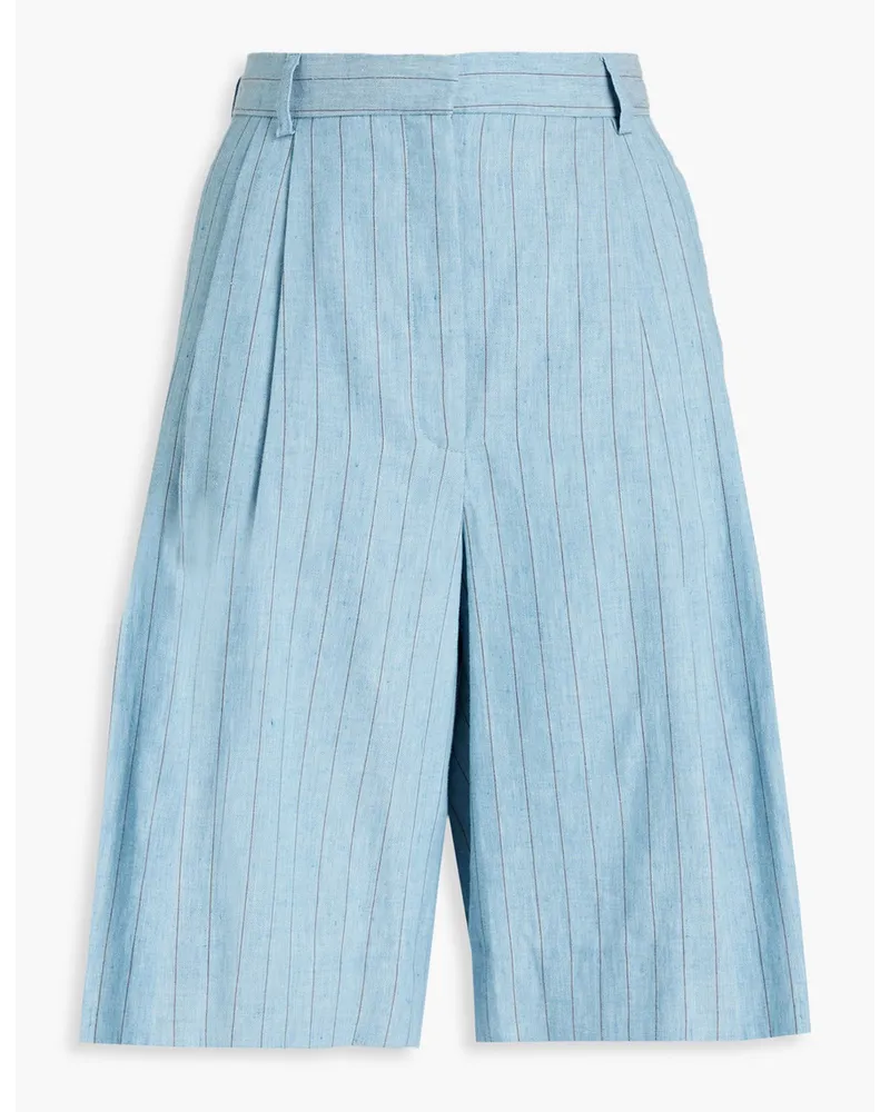 Day Birger et Mikkelsen Gordon pleated pinstriped linen-blend twill shorts - Blue Blue