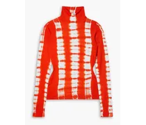 Tie-dyed stretch-knit turtleneck top - Orange