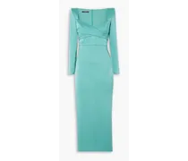 Linden wrap-effect satin-crepe midi dress - Blue