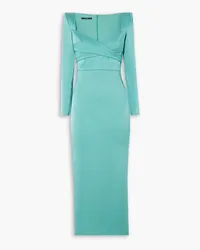 Alex Perry Linden wrap-effect satin-crepe midi dress - Blue Blue