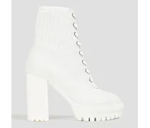 Lace-up leather ankle boots - White
