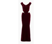 Giada off-the-shoulder cutout velvet gown - Burgundy