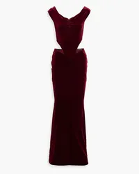 Retrofête Giada off-the-shoulder cutout velvet gown - Burgundy Burgundy