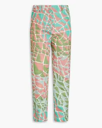 Emilio Pucci Printed cotton and linen-blend tapered pants - Green Green