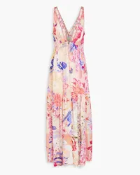 Camilla Crystal-embellished printed silk crepe de chine maxi dress - Pink Pink