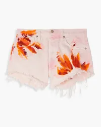 Alanui Desert Island frayed printed denim shorts - Pink Pink