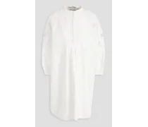 Embellished cotton-poplin mini dress - White