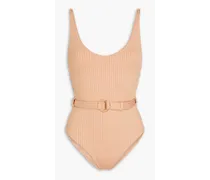 St. Tropez belted ribbed swimsuit - Neutral