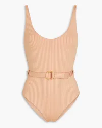 Melissa Odabash St. Tropez belted ribbed swimsuit - Neutral Neutral