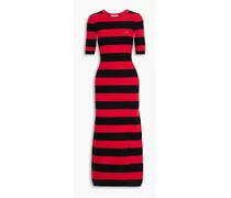 Cher striped cotton-blend jersey midi dress - Red