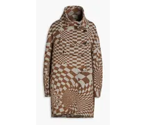 Veda printed wool-blend coat - Brown