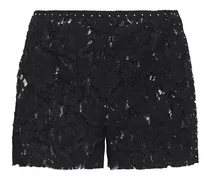 Studded cotton-blend corded lace shorts - Black