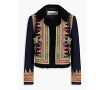 Embroidered cotton jacket - Blue