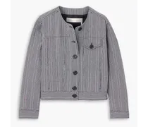 Cropped striped cotton jacket - Blue