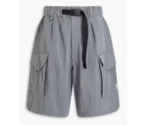Belted twill cargo shorts - Gray