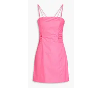 Cutout cotton-blend poplin mini dress - Pink