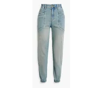 Myla acid-wash high-rise tapered jeans - Blue