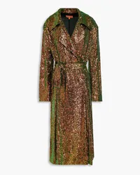 Stine Goya Paulos iridescent sequined tulle trench coat - Green Green