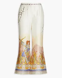 Zimmermann Printed silk crepe de chine kick-flare pants - White White