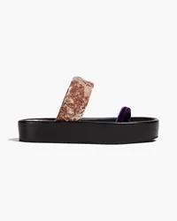 Dries van Noten Two-tone crushed-velvet slides - Purple Purple