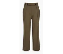 Belted wool-blend crepe wide-leg pants - Neutral