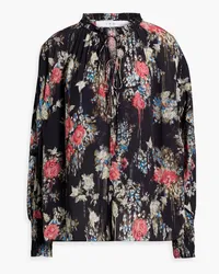 IRO Analin tie-detailed floral-print crepe de chine blouse - Blue Blue