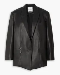 ATTICO Paneled topstitched leather blazer - Black Black