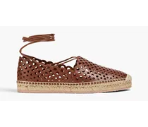 Perforated leather espadrilles - Brown